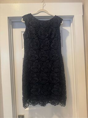 Ralph Lauren Navy Blue Floral Lace Sheath Dress